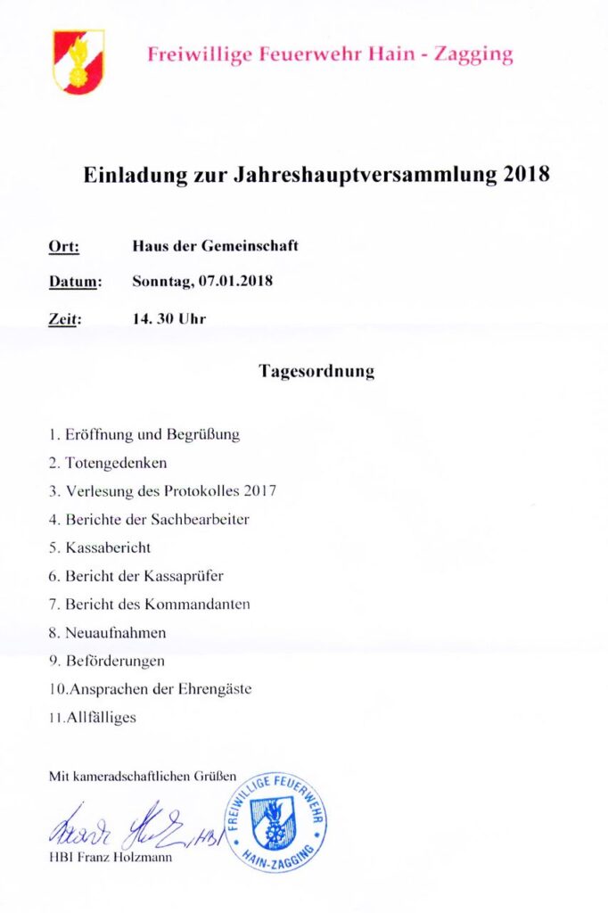 Einladung Mgv