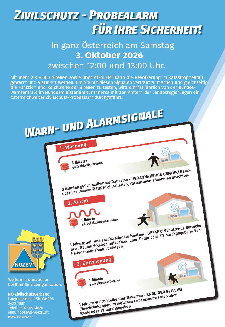 Zivilschutz-Probealarm am 03. Oktober